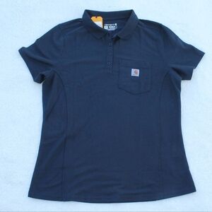 💙NWT Carhartt Women's Relaxed Fit Midweight Short-Sleeve Pocket Polo
